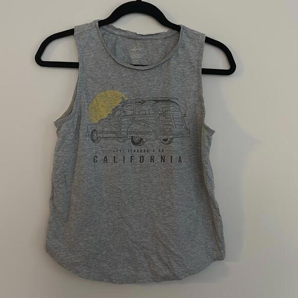 Levi Strauss & Co Grey Racerback Coastal California Graphic Tank Top - Picture 1 of 6